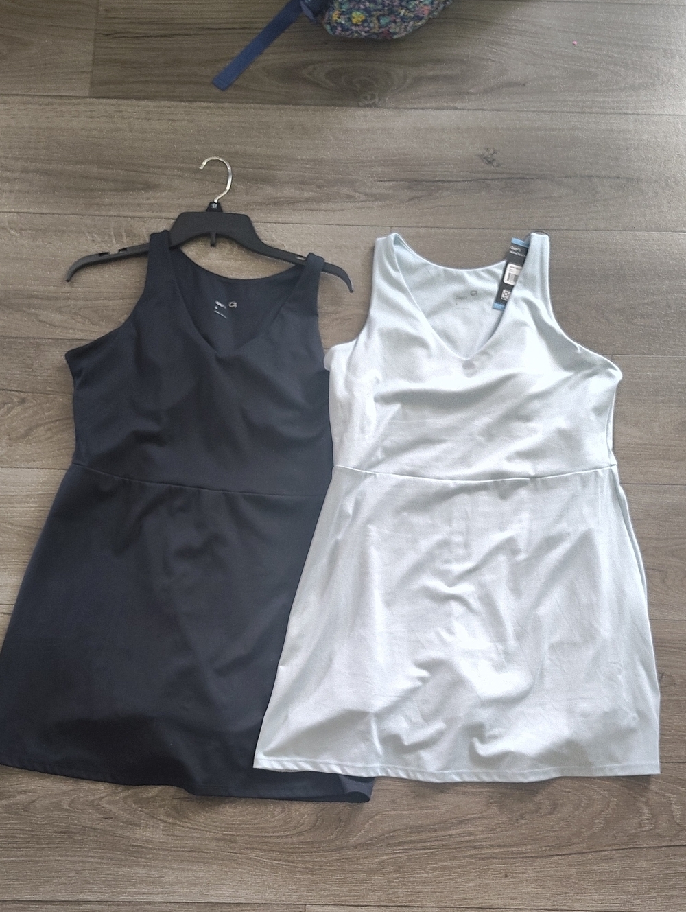 GAPFit Active Tank Dress in Black and Light Blue Large